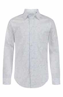 Calvin Klein Kids' Dotted Floral Print Stretch Button-Up Shirt