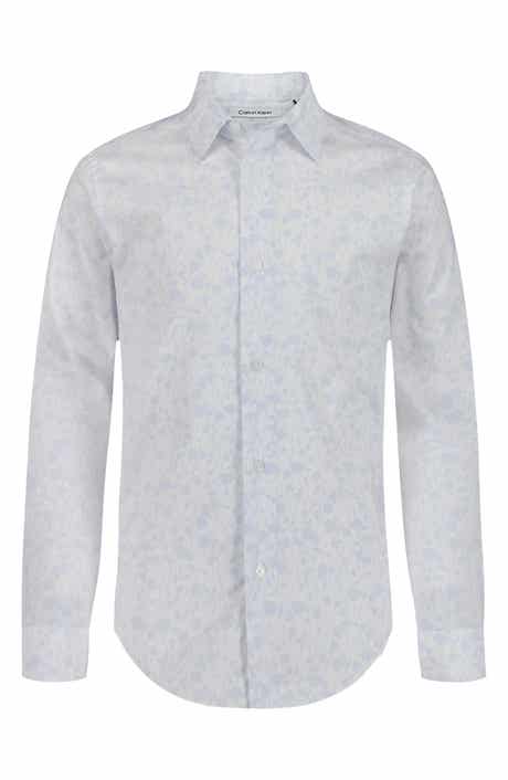 Calvin Klein Kids' Dotted Floral Print Stretch Button-Up Shirt
