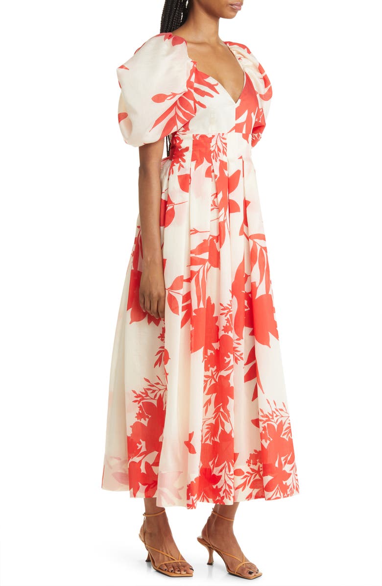 & Other Stories Floral Print Puff Sleeve Dress, Alternate, color, 