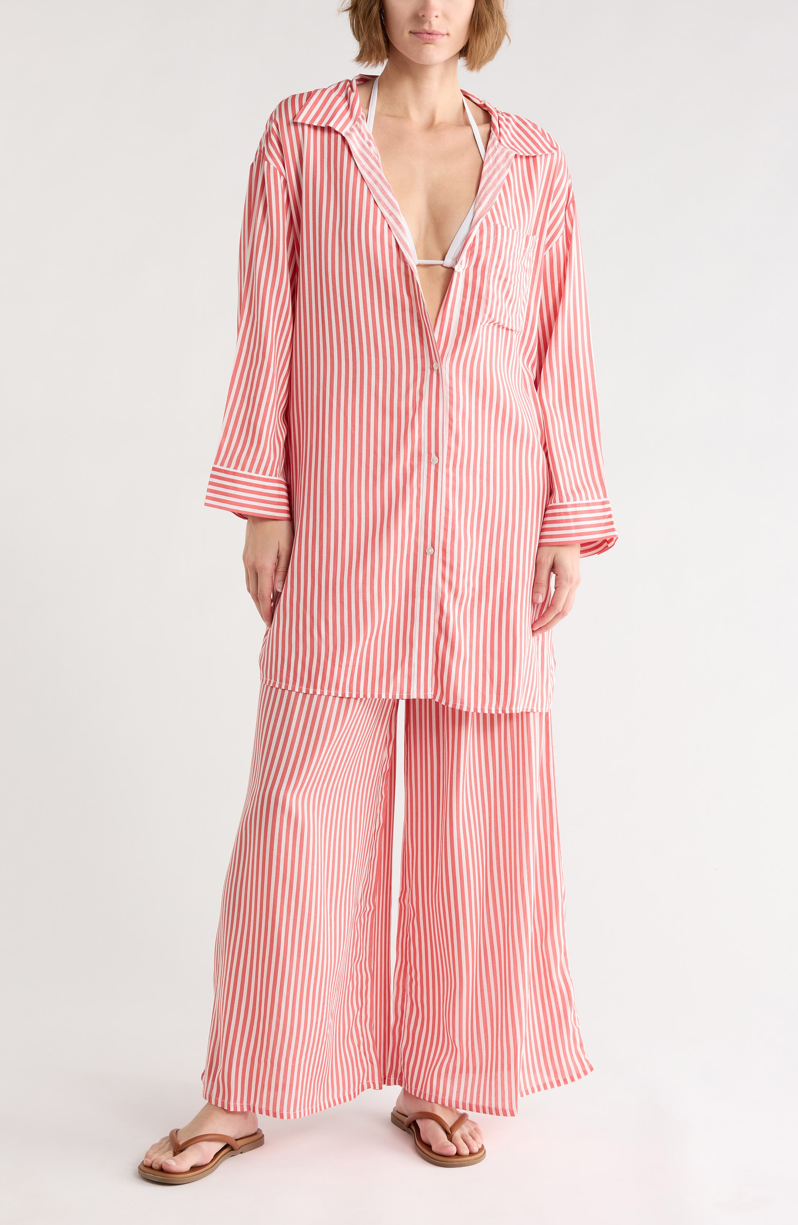 NORDSTROM RACK Printed Flowy Long Sleeve Tunic