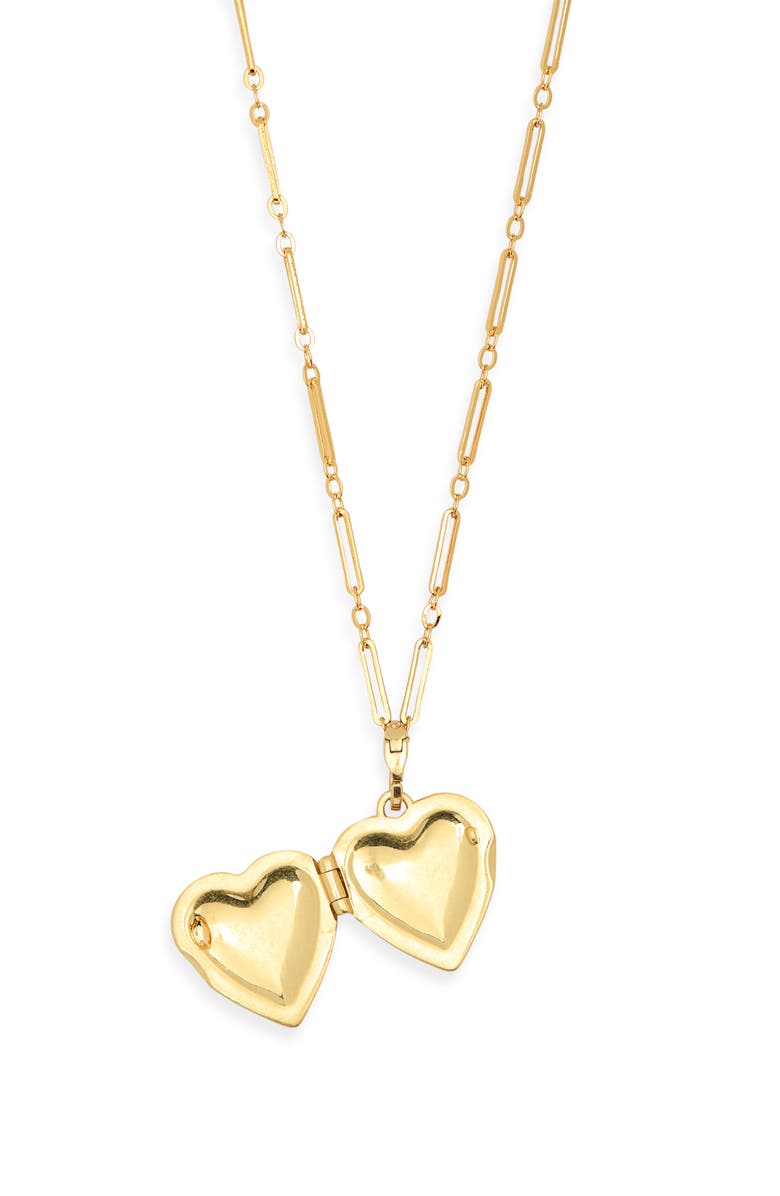 Clare V. Paper Clip Chain Heart Locket, Alternate, color, Vintage Gold