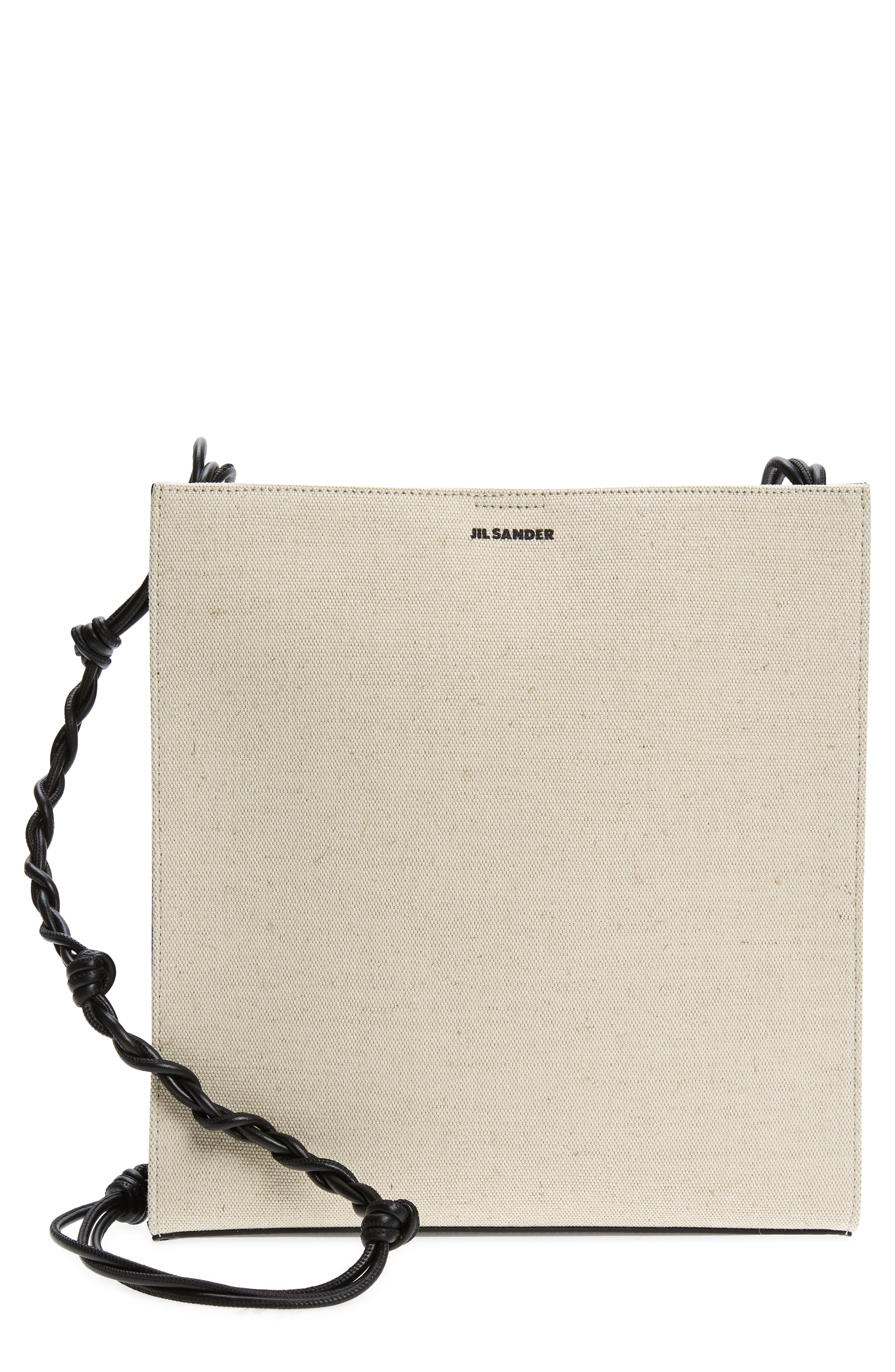 Jil Sander Medium Tangle Canvas & Leather Shoulder Bag, Main, color, 
