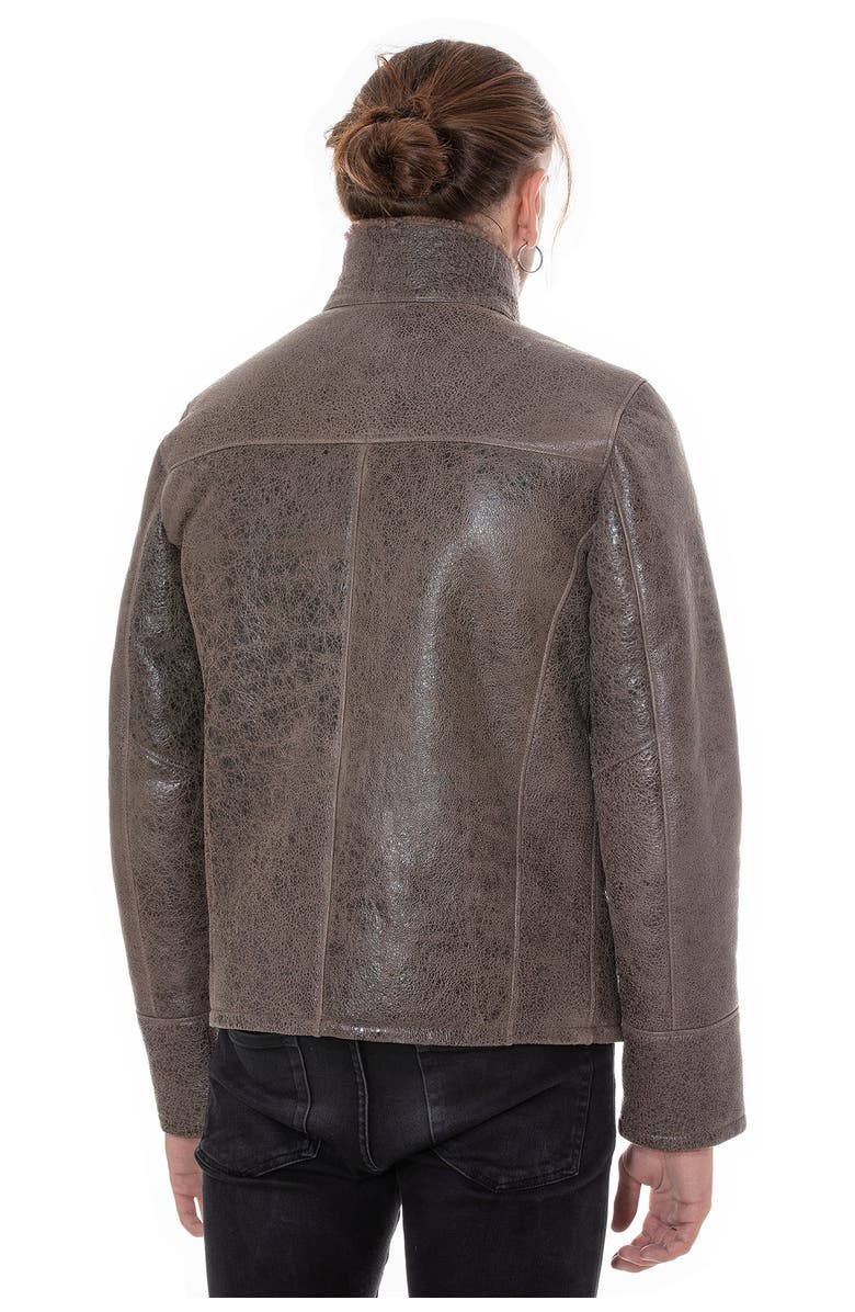 Furniq UK Daniel Patterned Shearling Jacket, Alternate, color, Taupe Brown