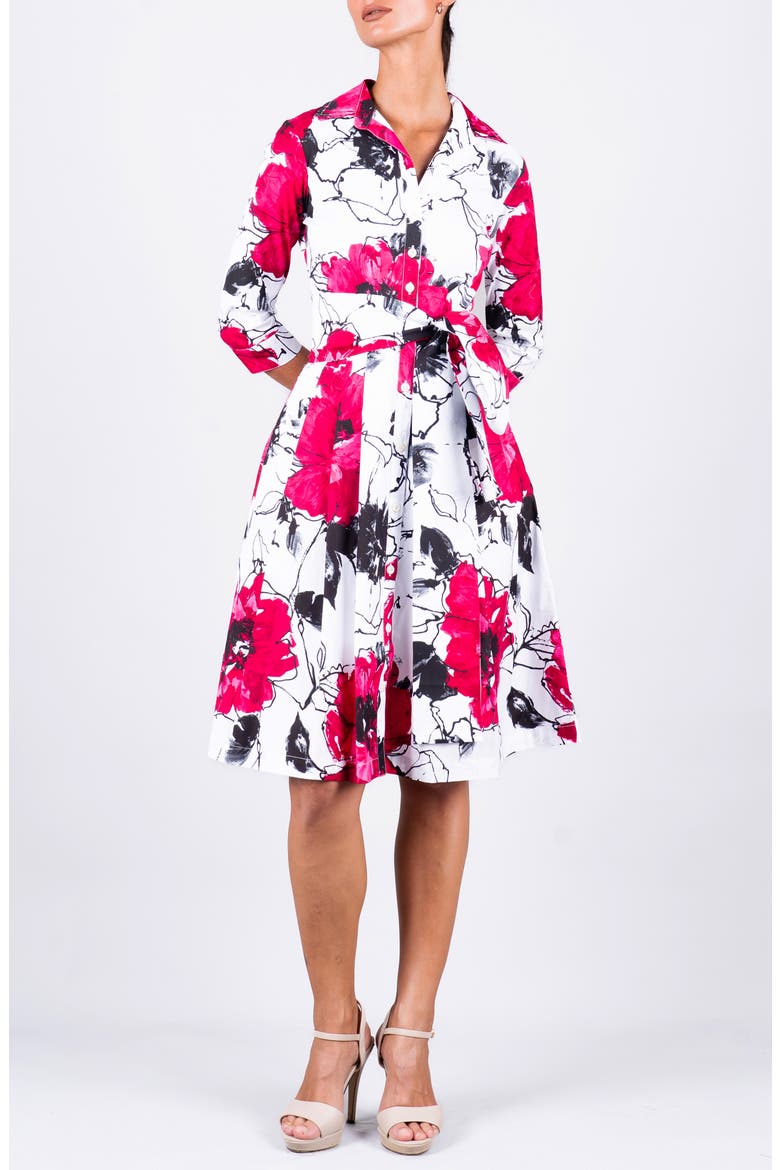 Pleated Stretch Audrey Shirtdress, Alternate, color, Fiori