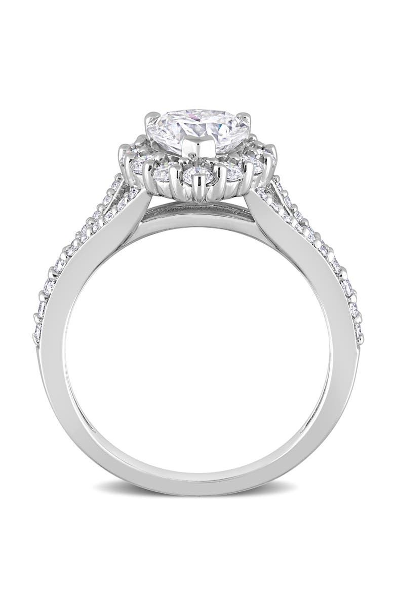Julianna B. Moissanite Heart Halo Split-Shank Ring, Alternate, color, Sterling Silver
