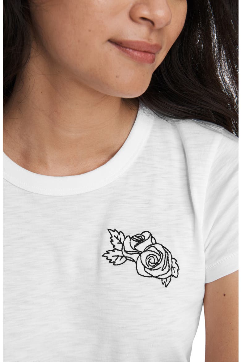 Scribble Rose Embroidery Organic Cotton T-Shirt, Alternate, color, WHT