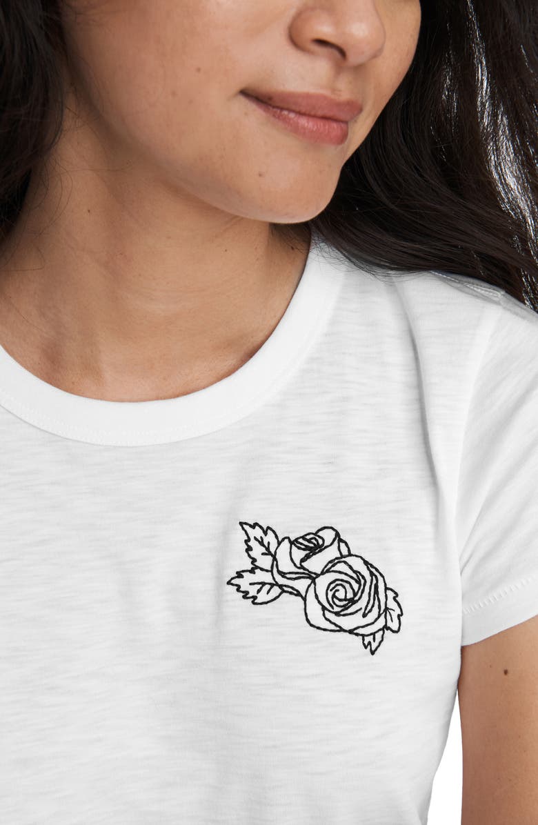 rag & bone Scribble Rose Embroidery Organic Cotton T-Shirt, Alternate, color,