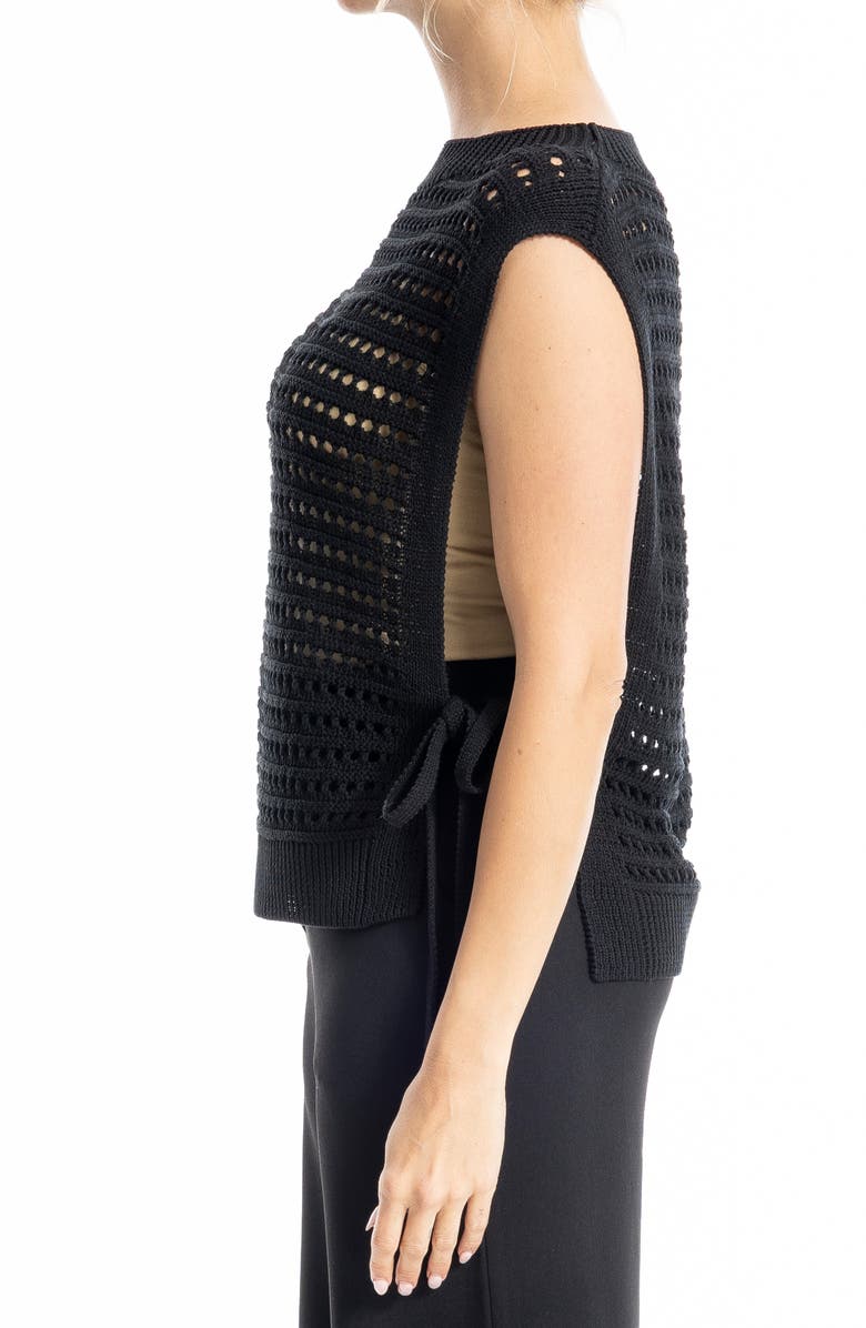 MAX STUDIO Open Stitch Sweater Vest, Alternate, color, Black