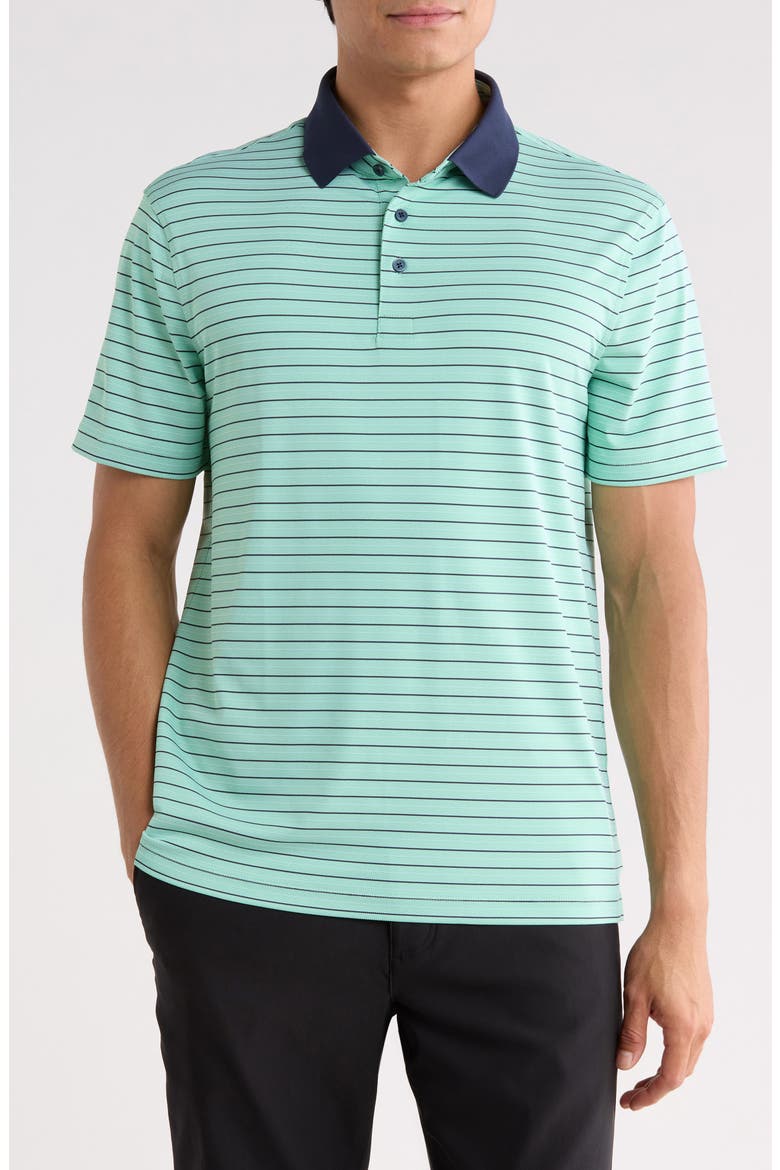 Herringbone Stripe Performance Polo, Main, color, CLOVER
