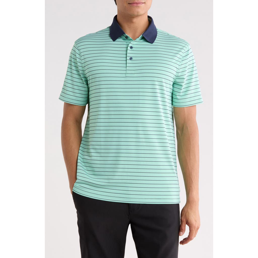 G/fore Herringbone Stripe Performance Polo In Clover