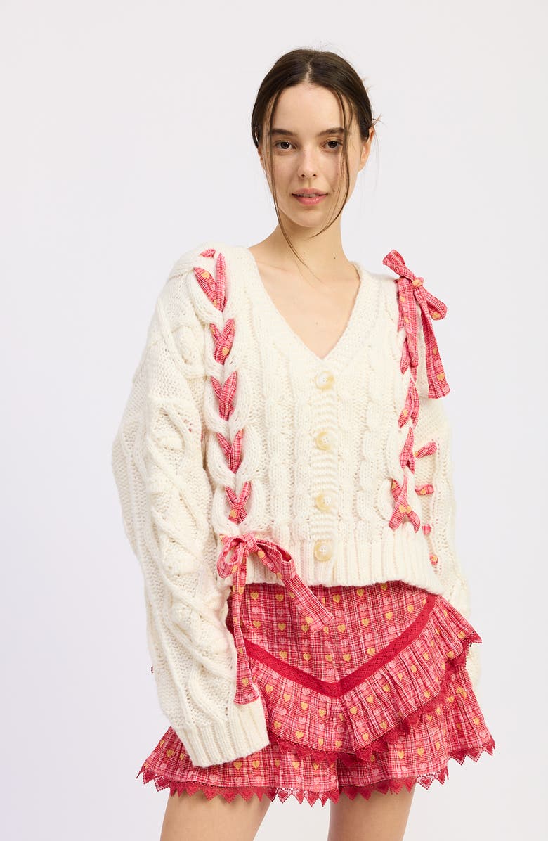 JACQUIE THE LABEL Clementine Ribbon Cable Cardigan, Alternate, color, 