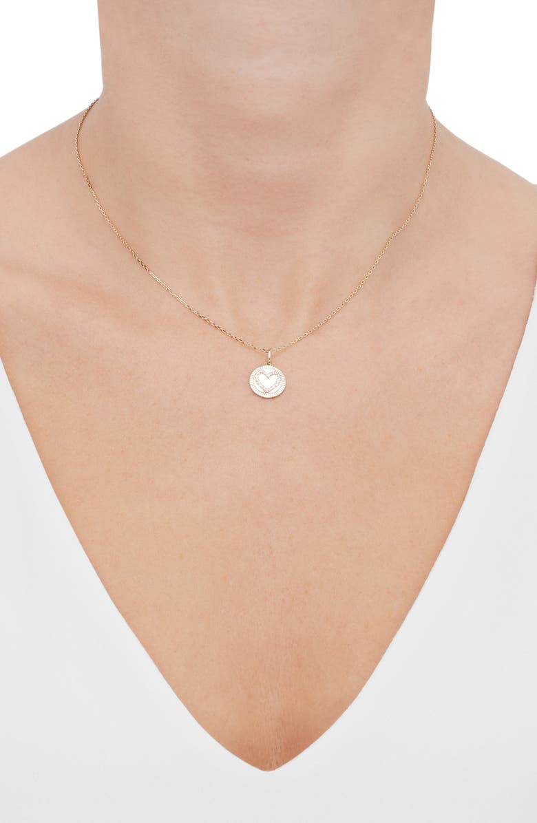 Frankie & Zoe 14K Yellow Gold Diamond Heart Medallion Pendant Necklace, Alternate, color, Yellow Gold