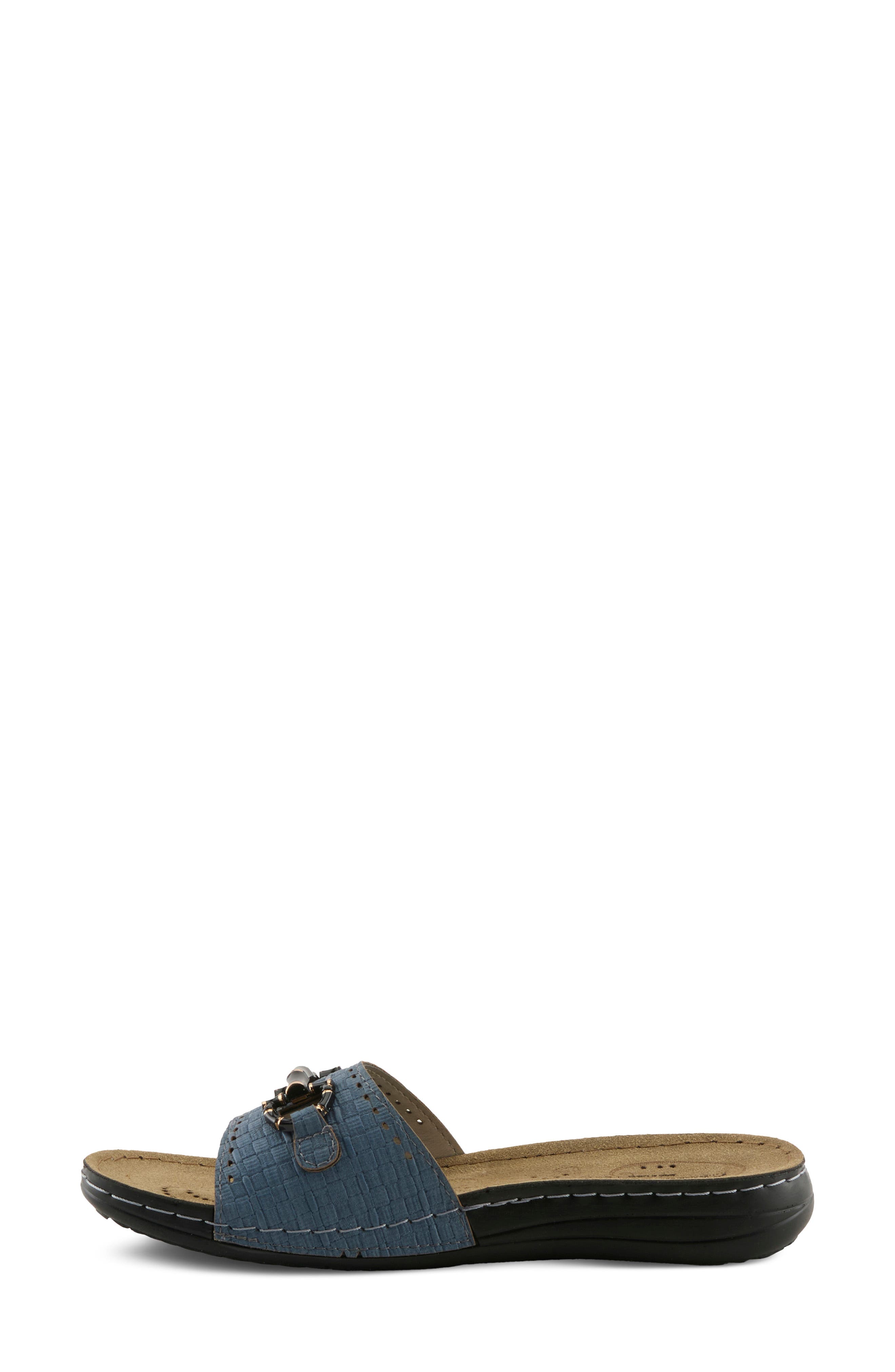 Enamel Bit Slide Sandal, Alternate, color, NAVY