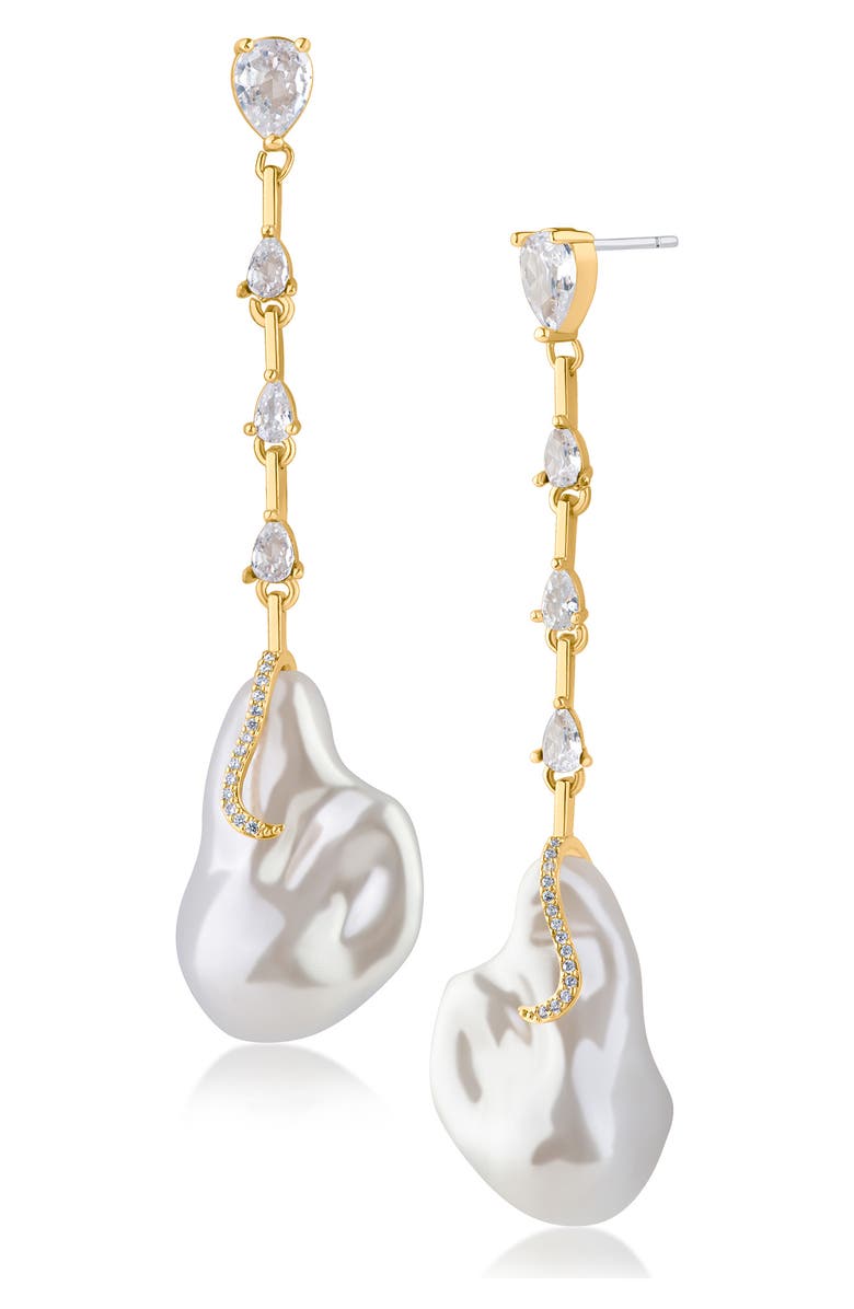 JARDIN Faux Pearl Drop Earrings, Main, color, 