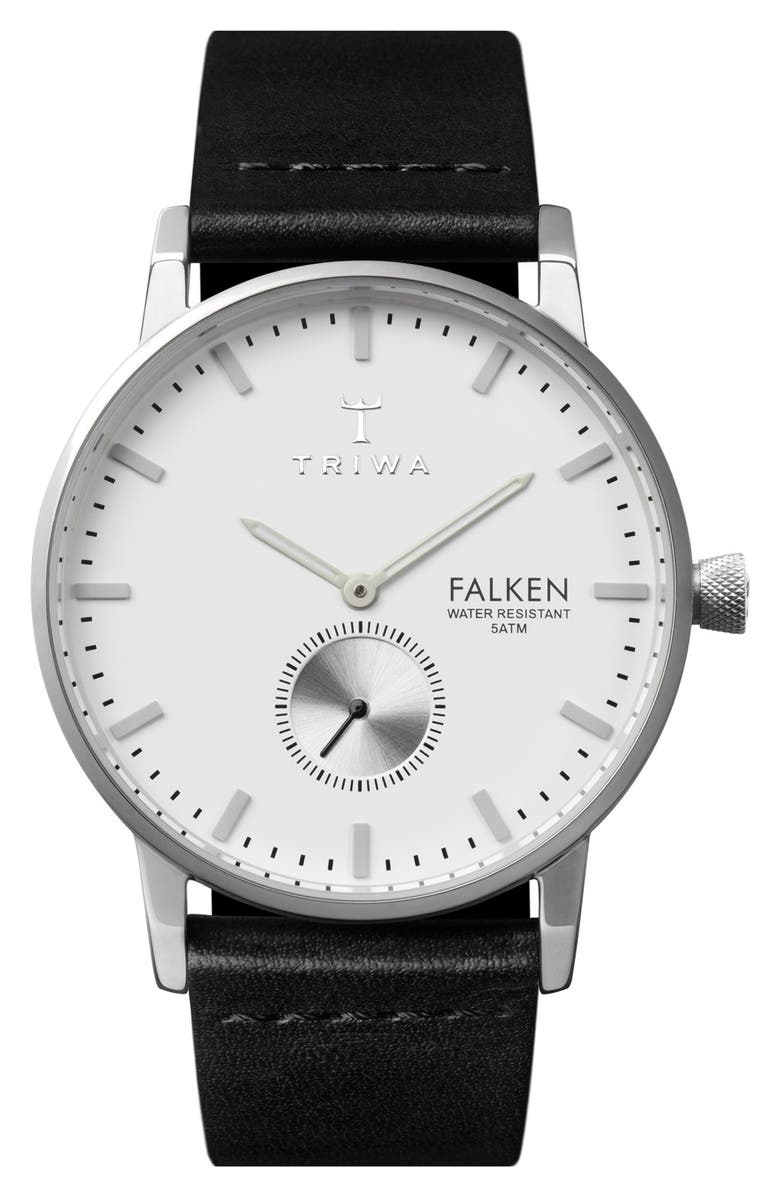 TRIWA Falken Organic Leather Strap Watch, 38mm, Main, color,