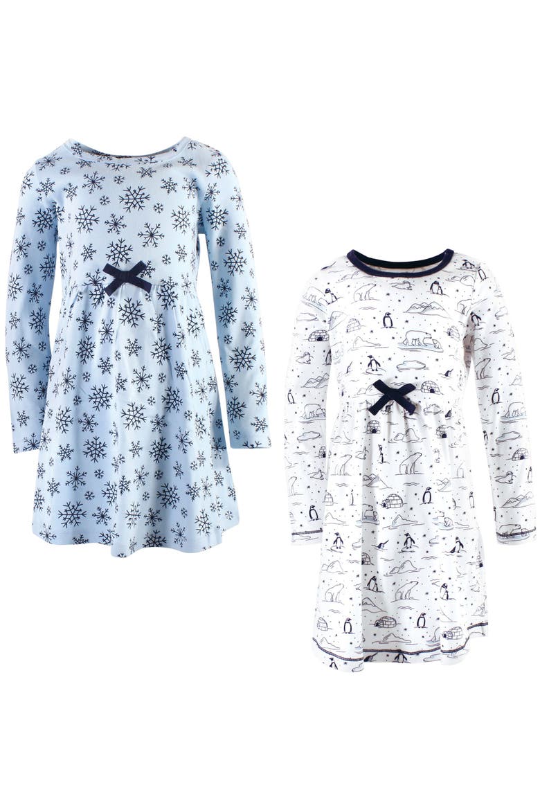 2Pk Long Sleeve Organic Dresses, Alternate, color, Arctic