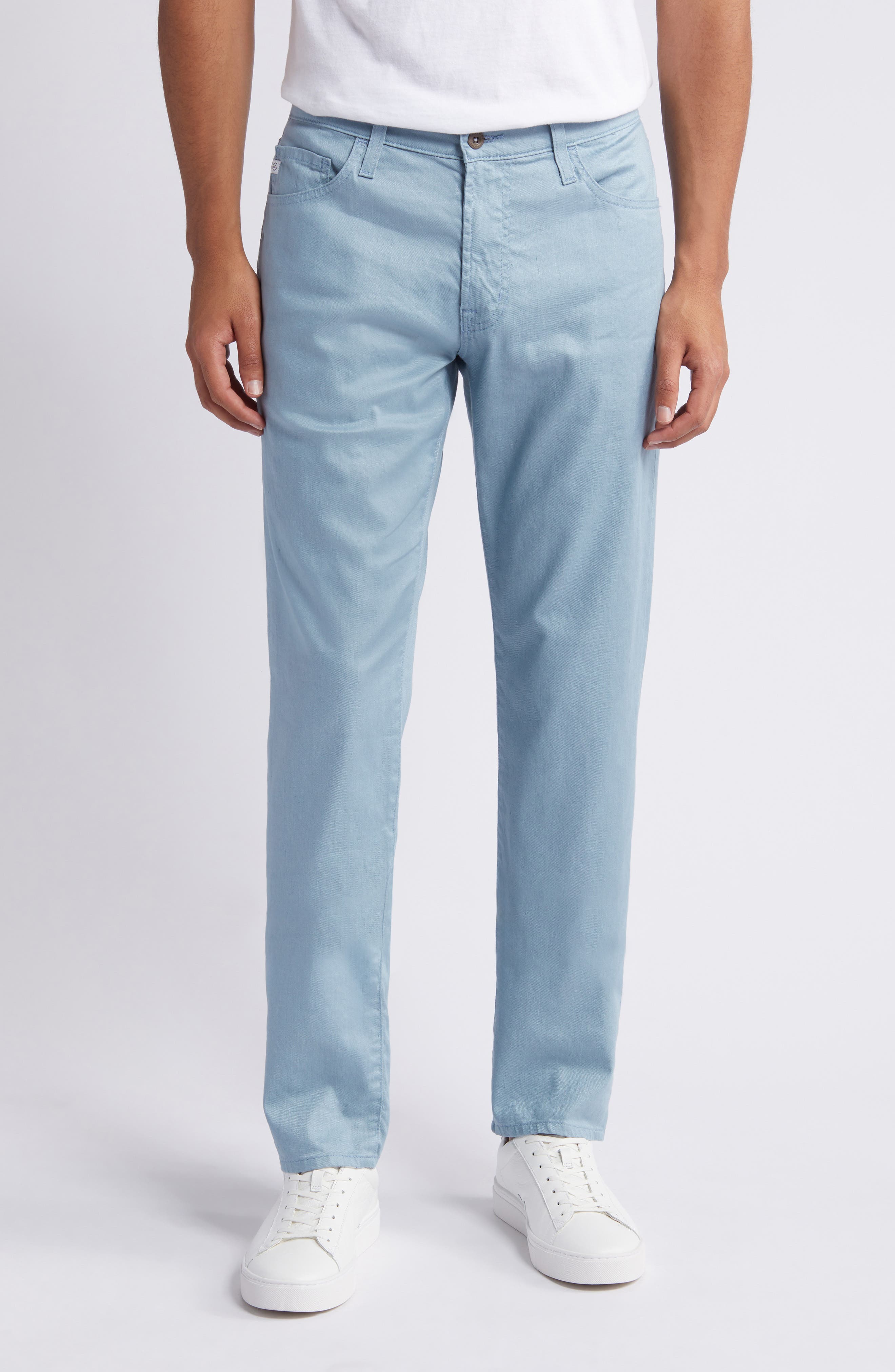 Everett Slim Straight Leg Stretch Cotton & Linen Pants