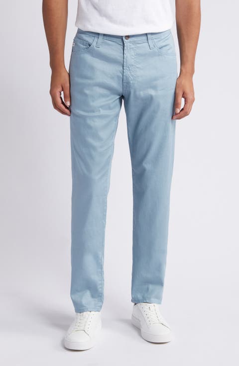 Everett Slim Straight Leg Stretch Cotton & Linen Pants