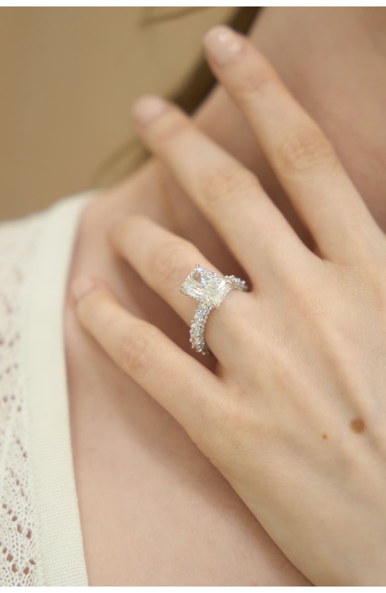 LuvMyJewelry Maelis 14K Gold Radiant Lab Grown Diamond Hidden Halo Engagement Ring - 7.45 Cts, Alternate, color, 14K White Gold