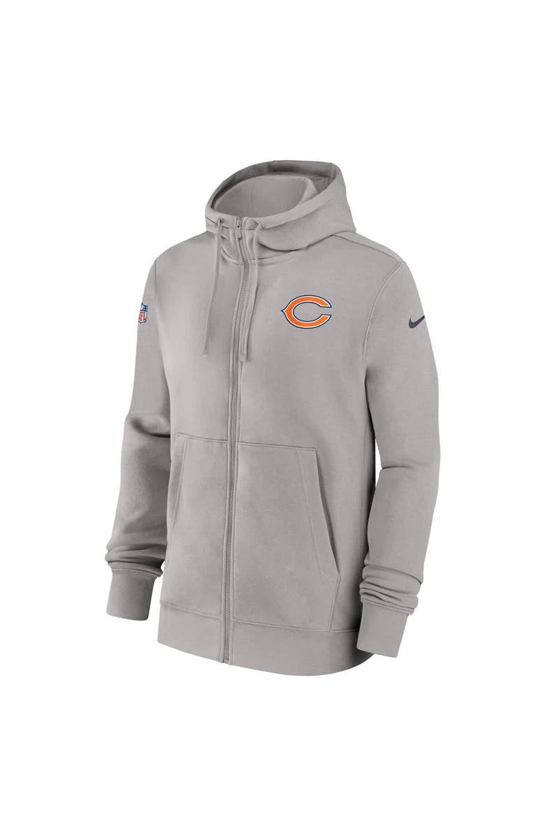 Nike Men's Nike Gray Chicago Bears 2023/24 Sideline Club Full-Zip Hoodie, Alternate, color,