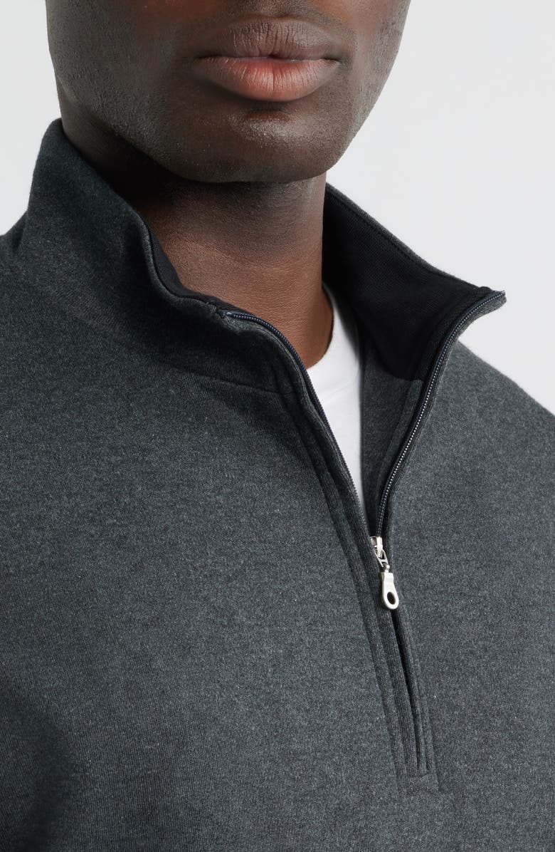 Scott Barber Pima Cotton Interlock Quarter Zip Pullover, Alternate, color, Charcoal Heather
