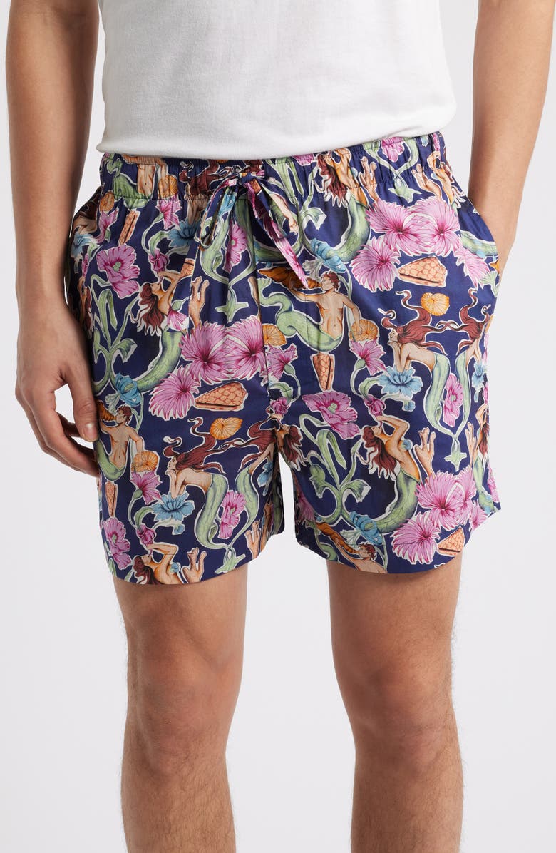 The Lazy Poet Ben Calypso Pajama Shorts, Main, color, Blue