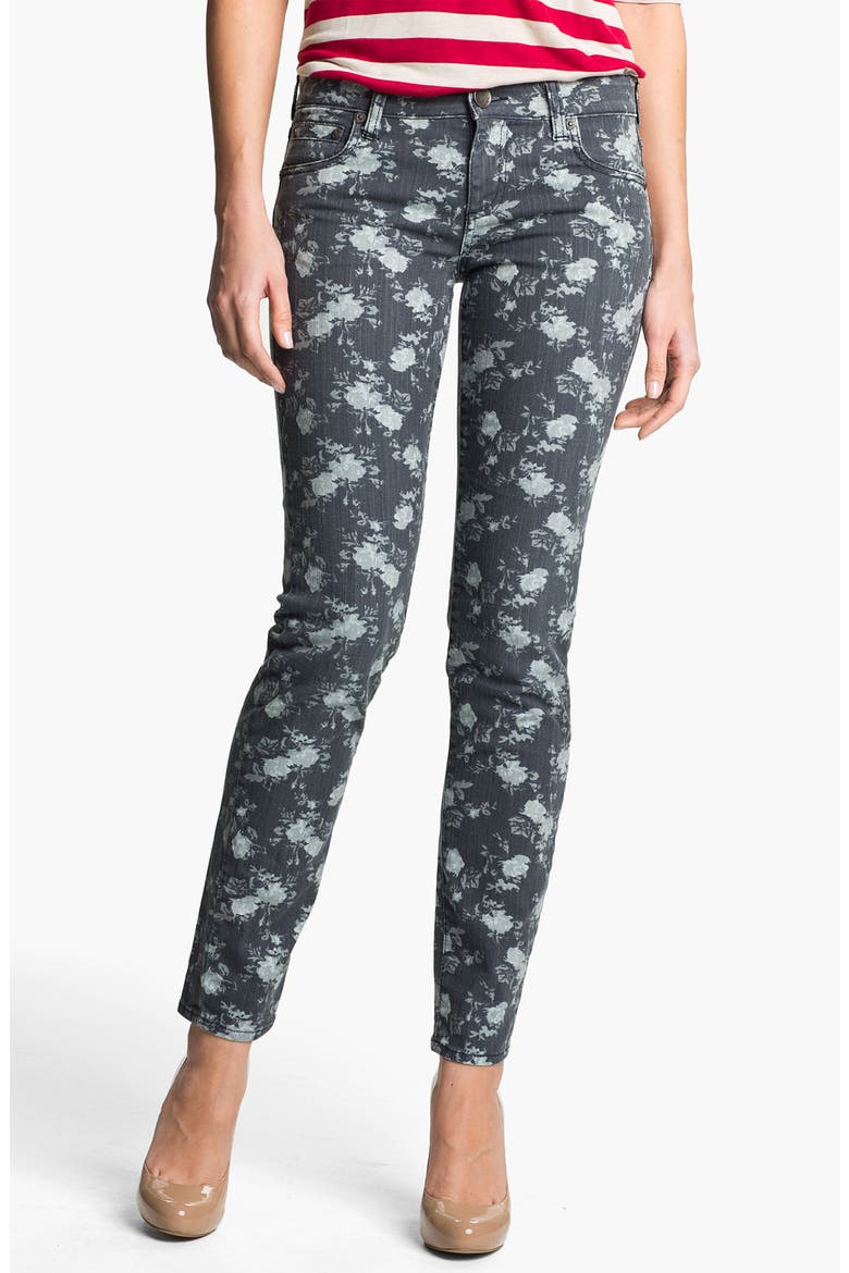 'Diana' Floral Skinny Jeans, Main, color, GREY
