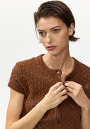 H&M Cap-sleeved Pointelle-knit Cardigan