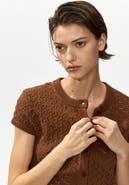 H&M Cap-sleeved Pointelle-knit Cardigan