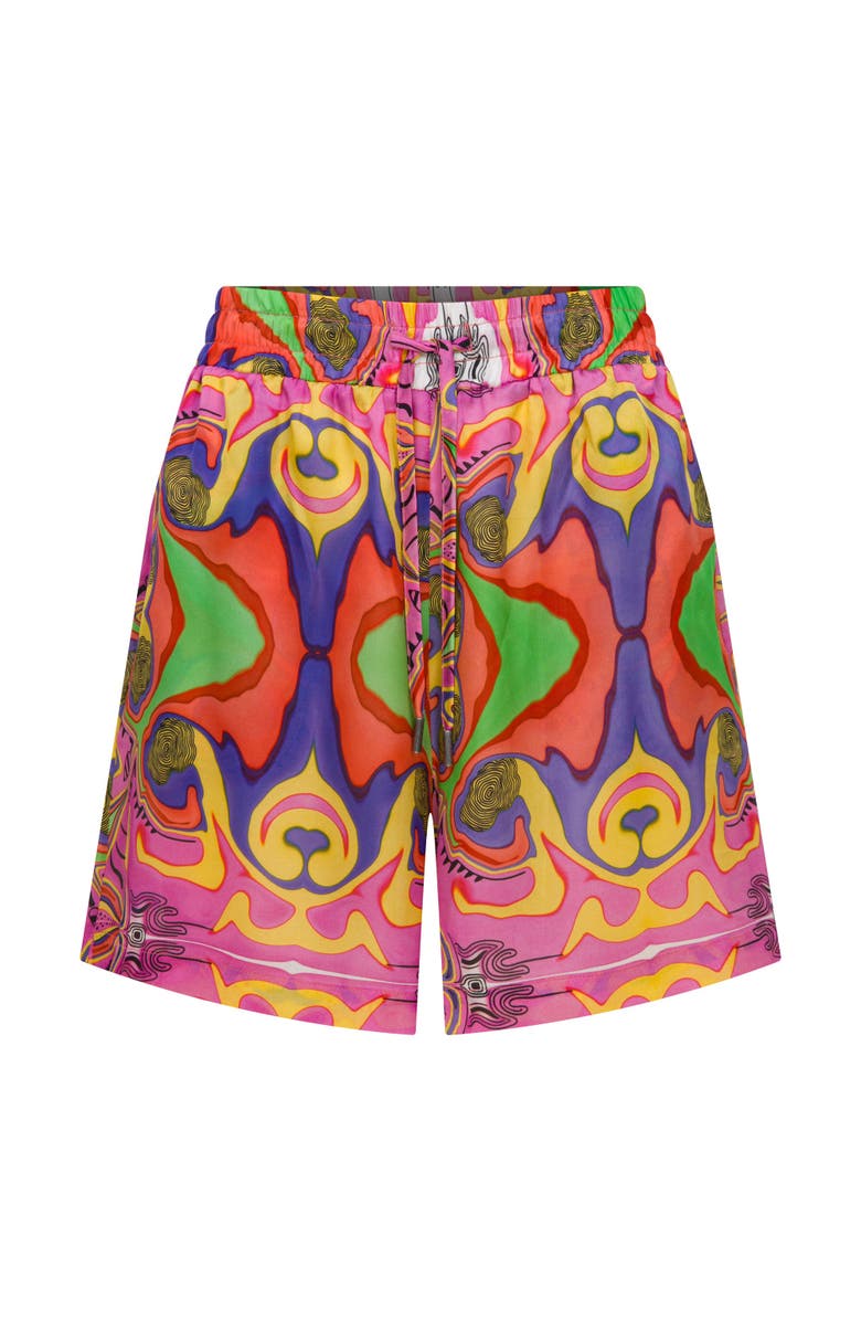 Je Te Veux Psychedelic Printed  Blushwave Drawstring Shorts, Alternate, color, Pink