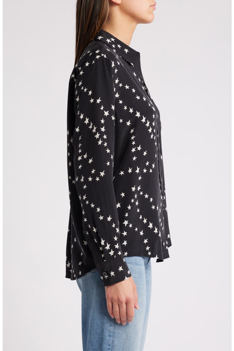 Kate Star Print Button-Up Shirt, Alternate, color, BLACK STAR CHAIN