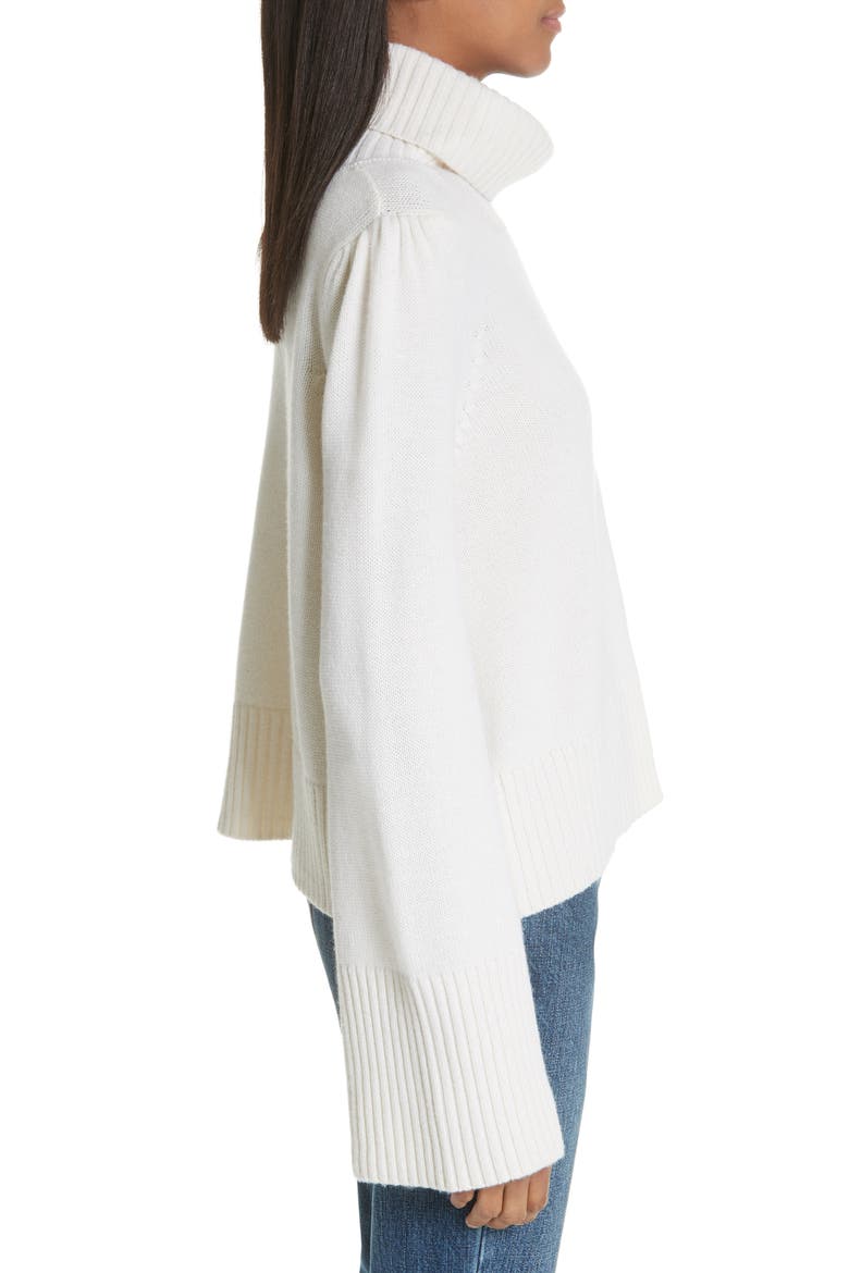 Essentials Flare Sleeve Wool & Cashmere Turtleneck Sweater, Alternate, color, IVORY