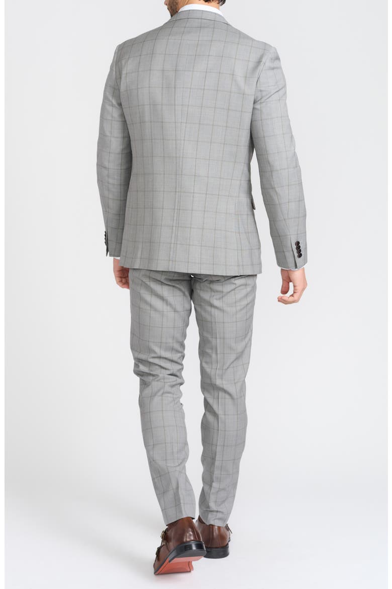 Grey Windowpane Plaid Wool Blend Suit, Alternate, color, GREY