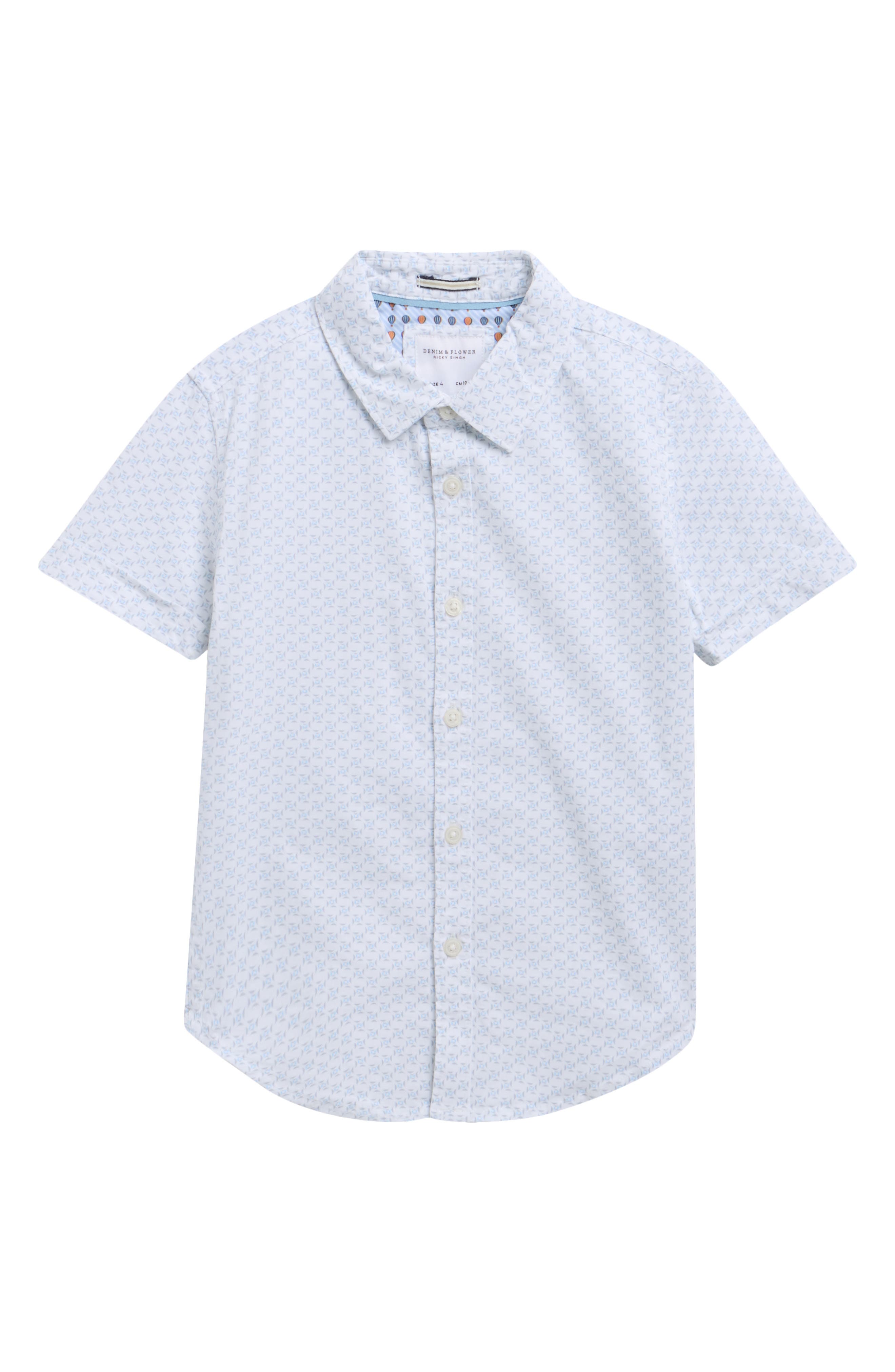 DENIM AND FLOWER Kids' Geo Print Button-Up Shirt