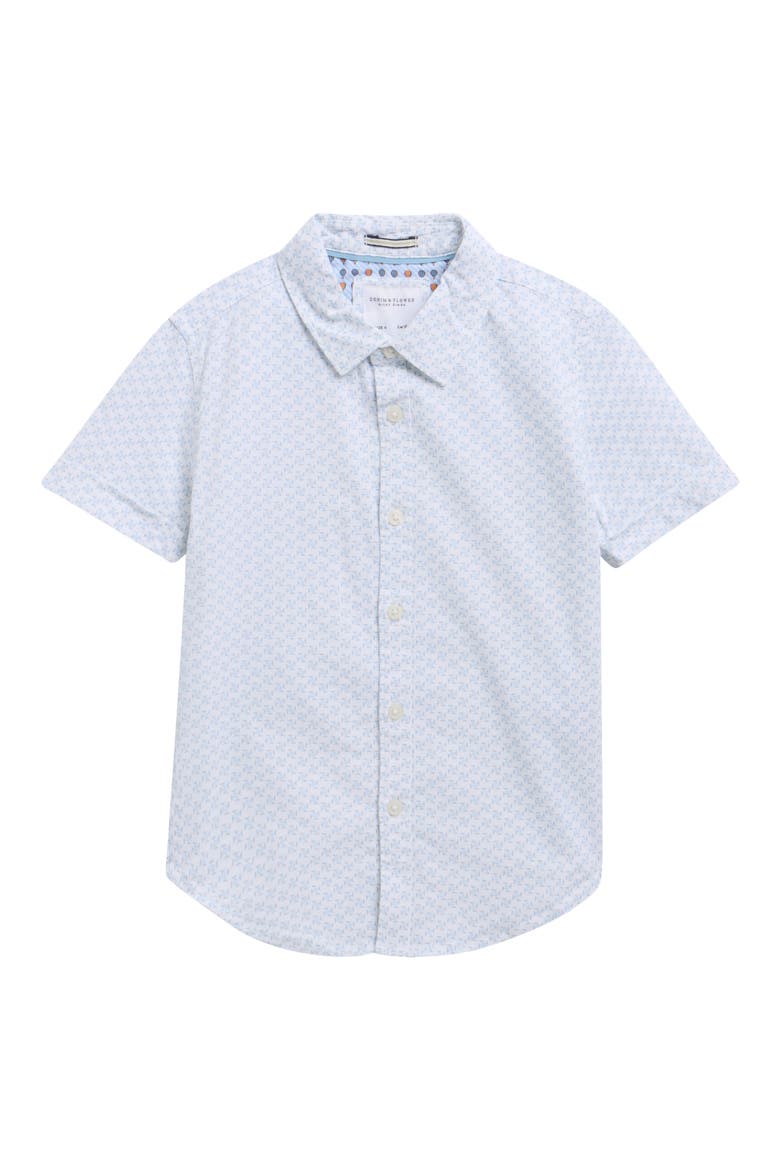 Kids' Geo Print Button-Up Shirt, Main, color, WHITE
