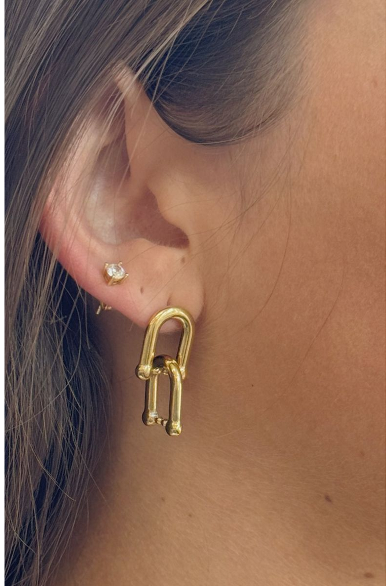 Harper Double Link Stud Earrings, Alternate, color, Gold