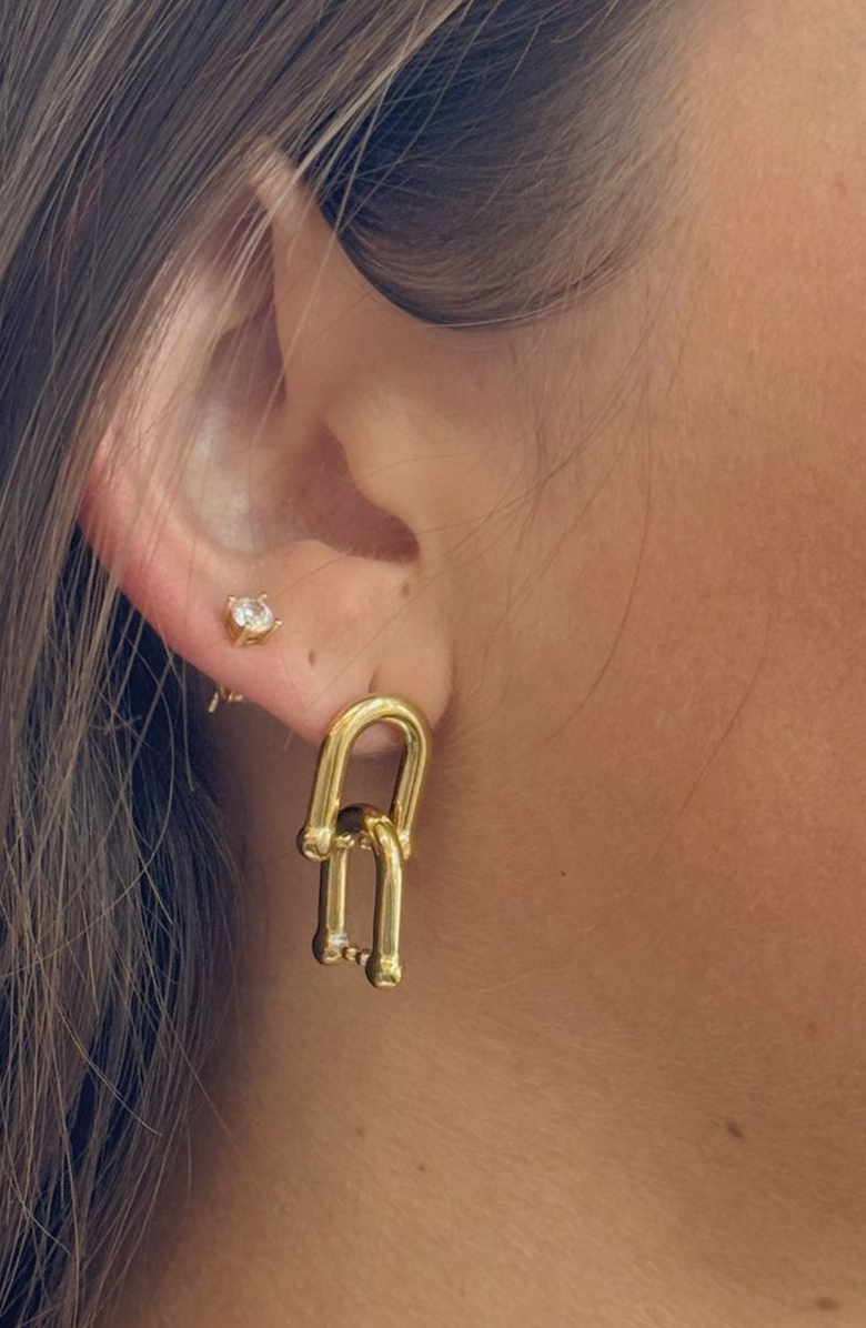 Little Sky Stone Harper Double Link Stud Earrings, Alternate, color, Gold