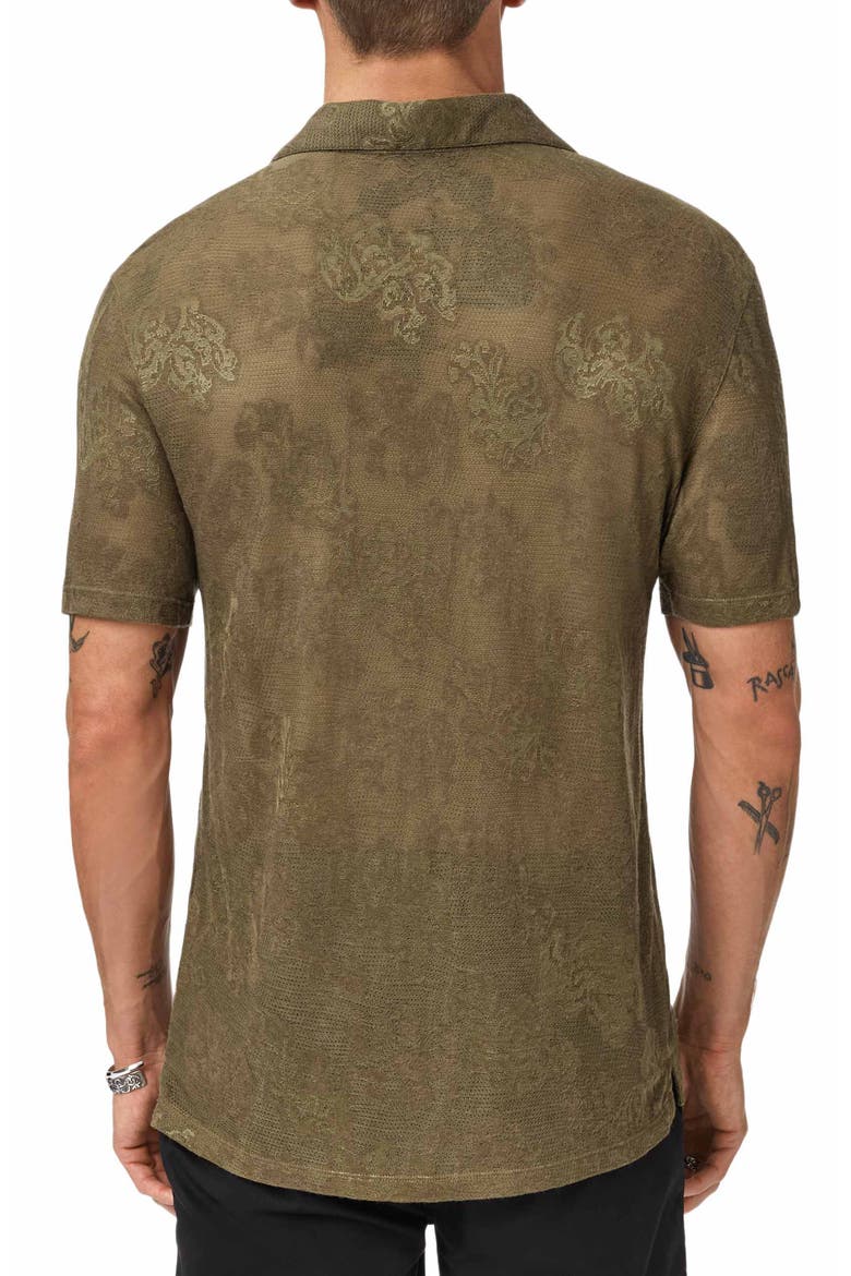 Biaggio Jacquard Mesh Short Sleeve Button-Up Shirt, Alternate, color, EUCALYPTUS