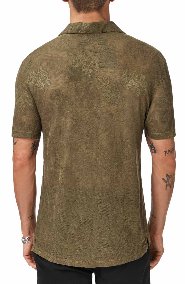 John Varvatos Biaggio Jacquard Mesh Short Sleeve Button-Up Shirt, Alternate, color, Eucalyptus