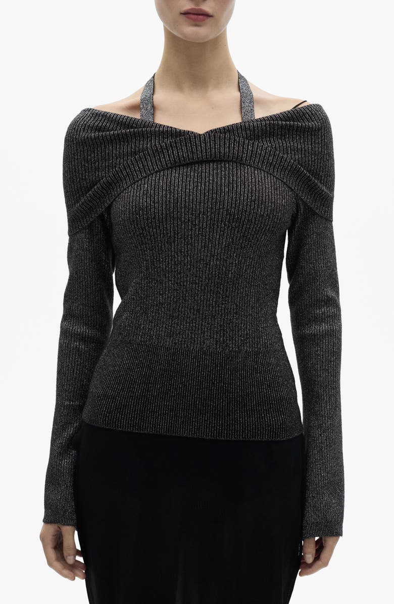 Metallic Off the Shoulder Sweater
