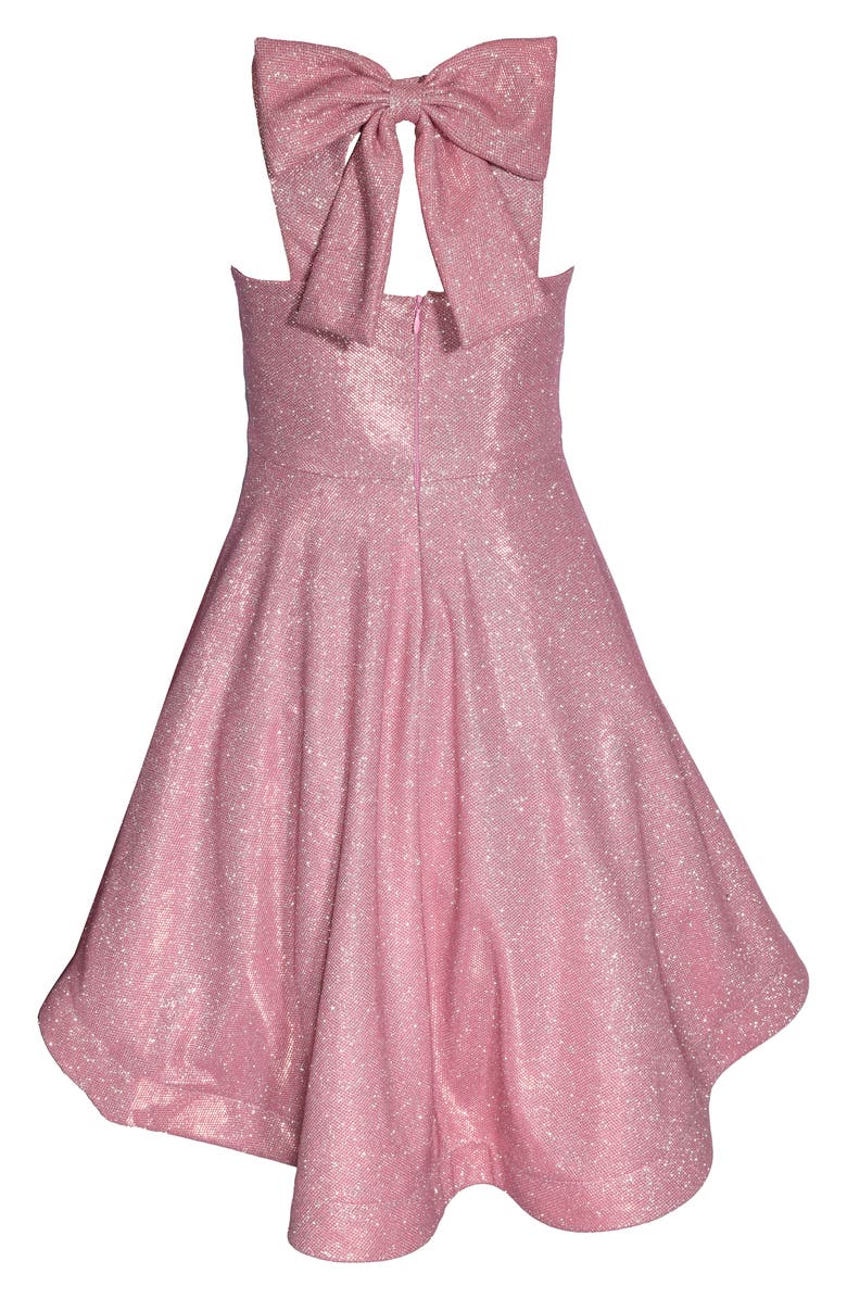Iris & Ivy Kids' Metallic Bow Back High-Low Party Dress, Alternate, color, 