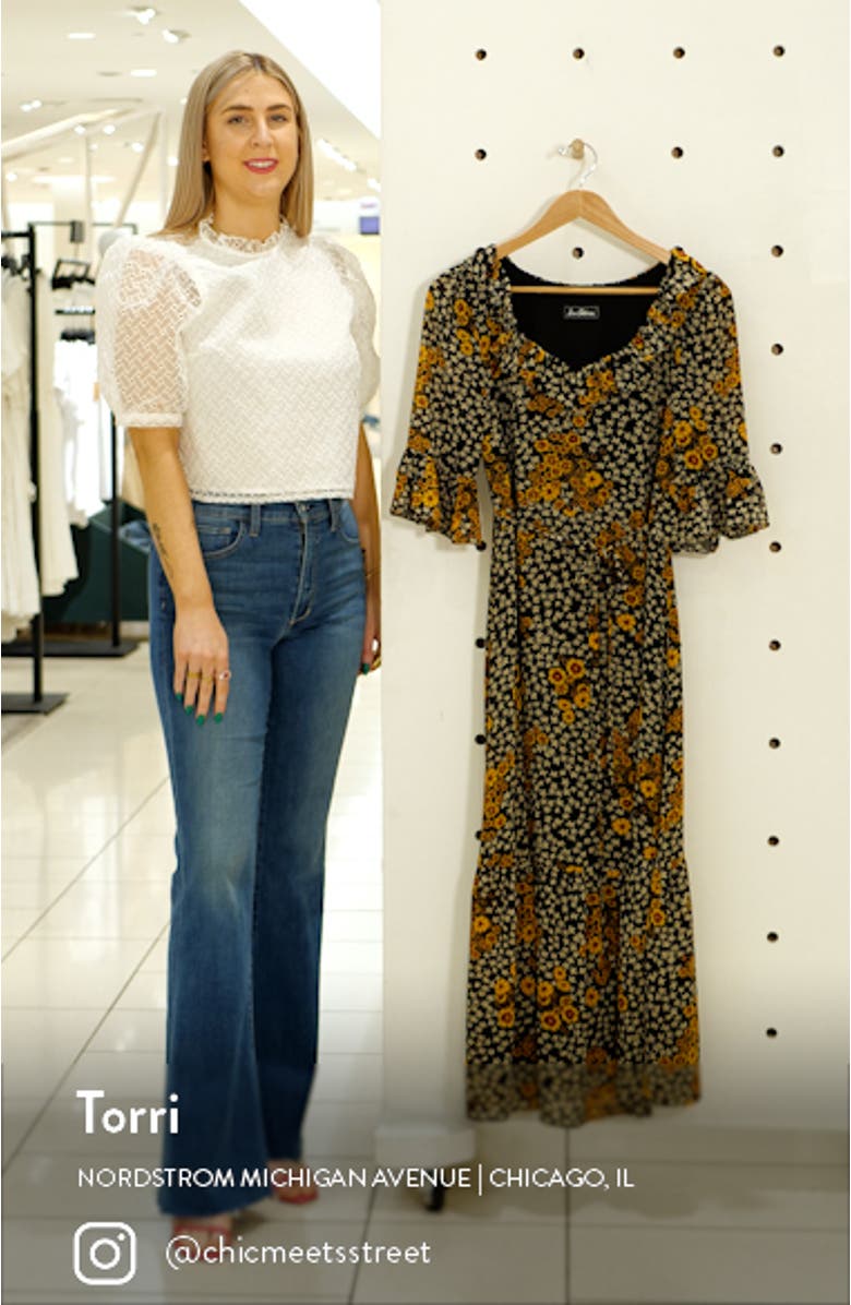 Floral Ruffle Georgette A-Line Dress, sales video thumbnail