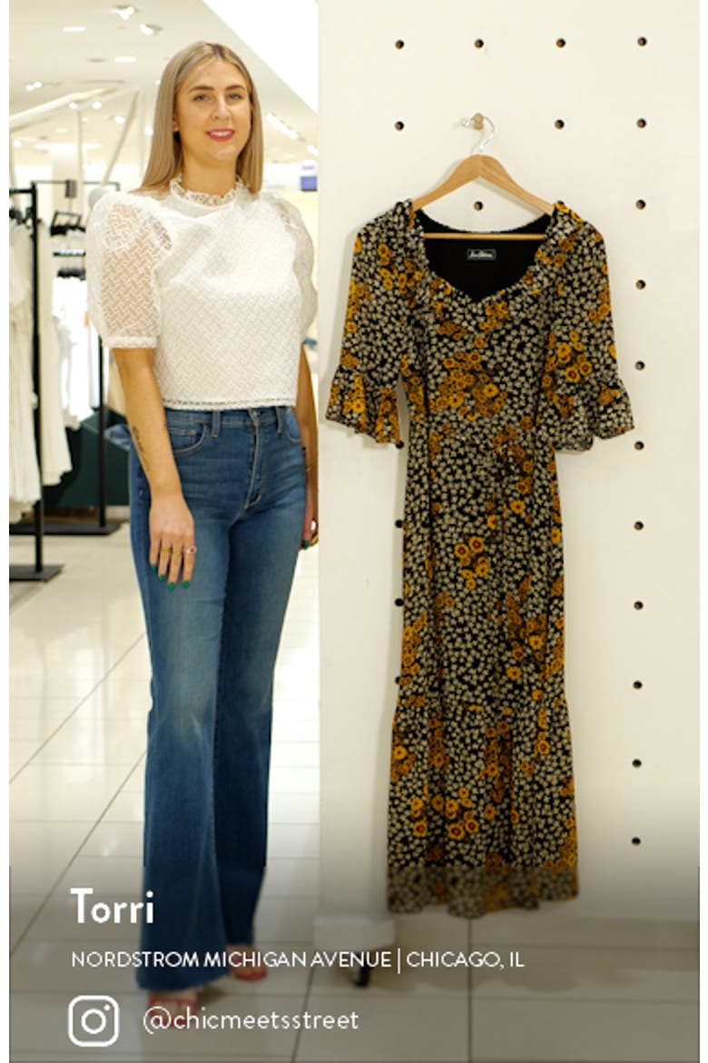 Floral Ruffle Georgette A-Line Dress video