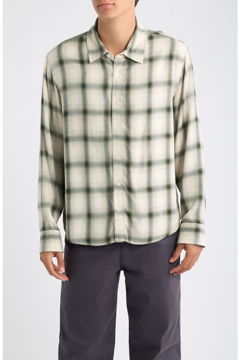 Shadow Check Button-Up Shirt, Main, color, GRN