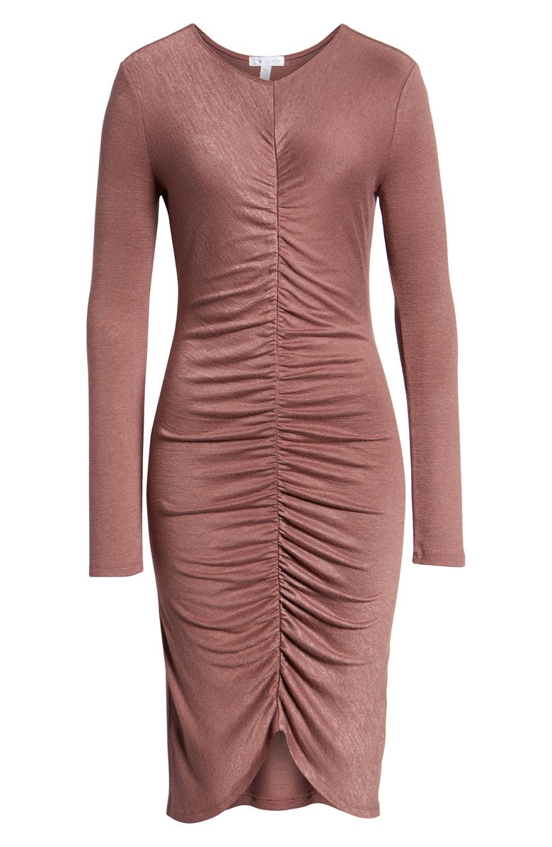 Leith Ruched Front Dress, Alternate, color, Purple Taupe