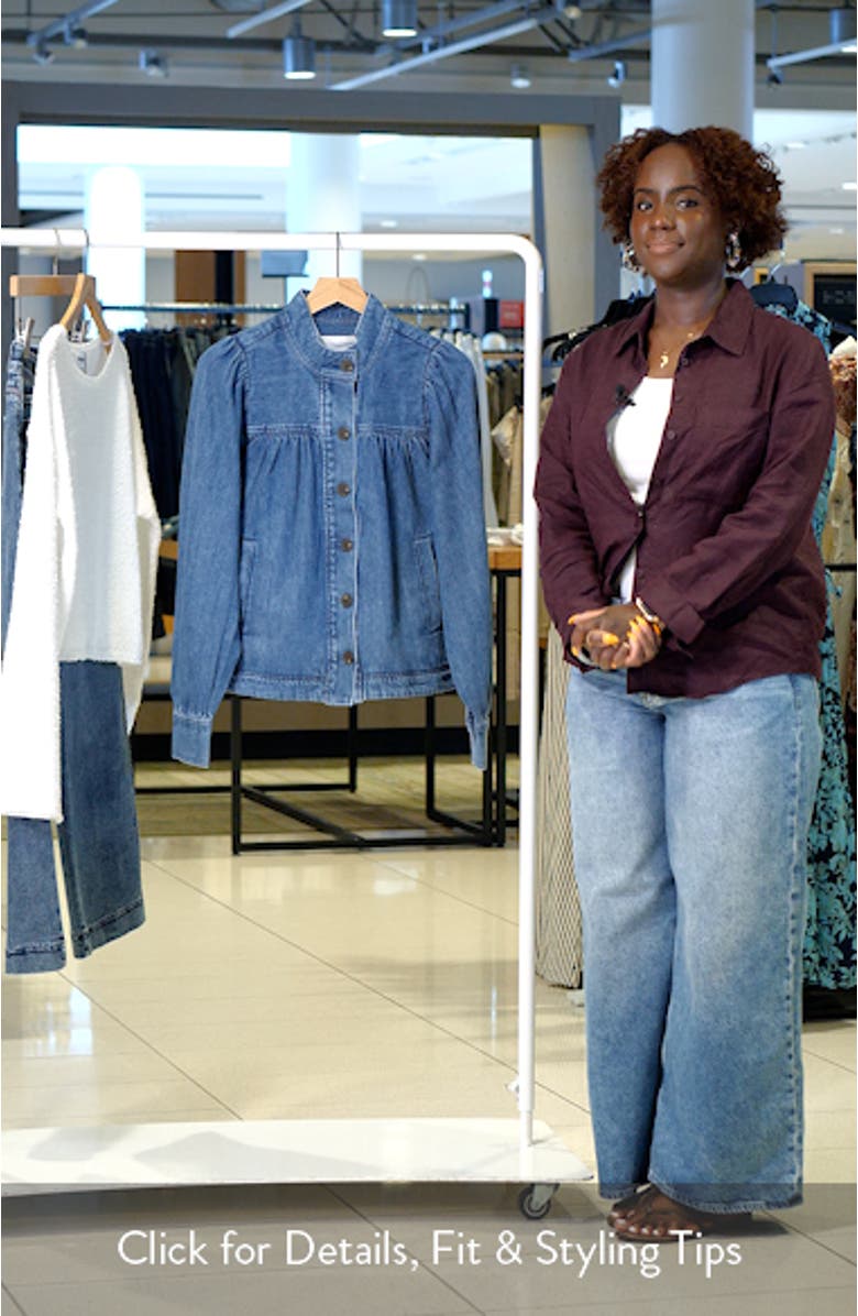 Gathered High Neck Denim Jacket, sales video thumbnail