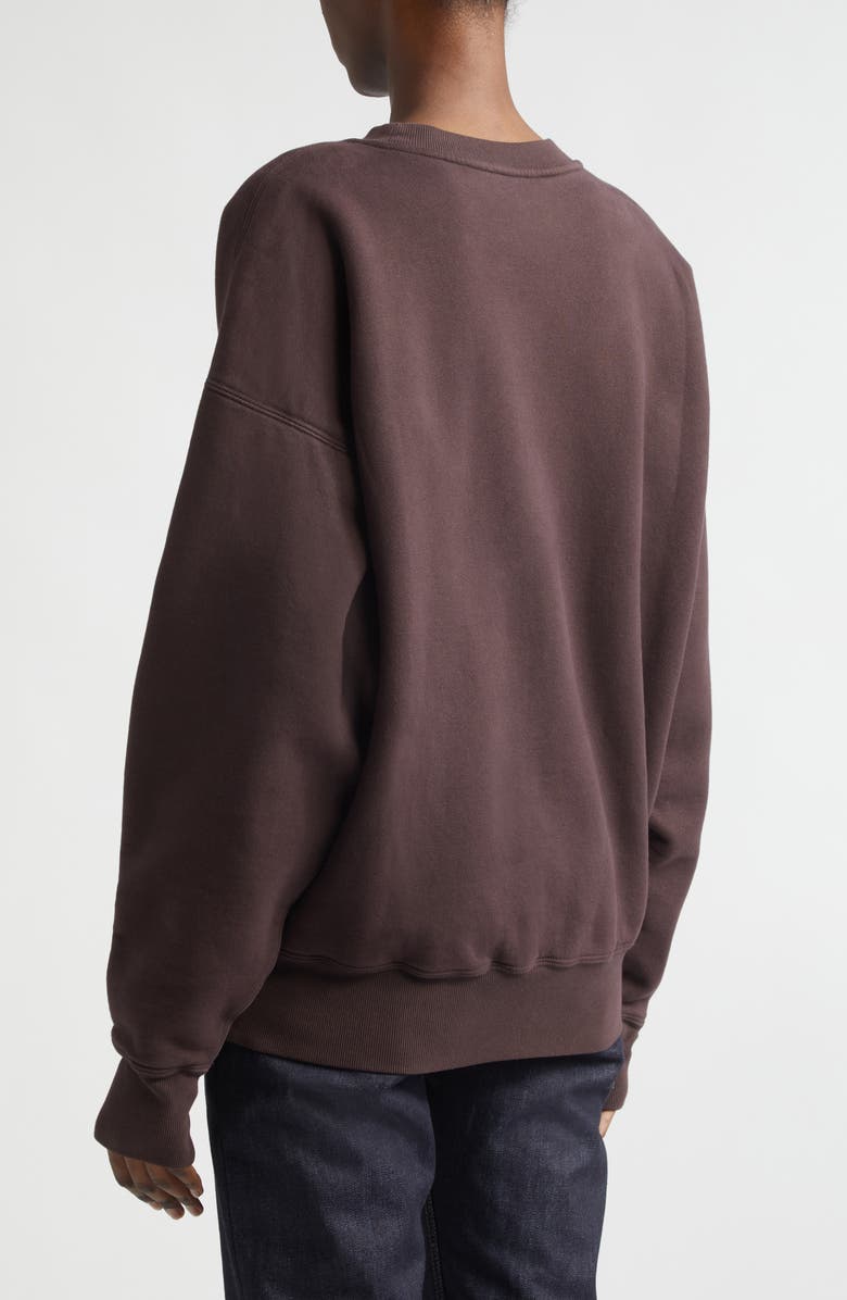 Saint Laurent Logo Cotton Crewneck Sweatshirt, Alternate, color, Taupe Glace