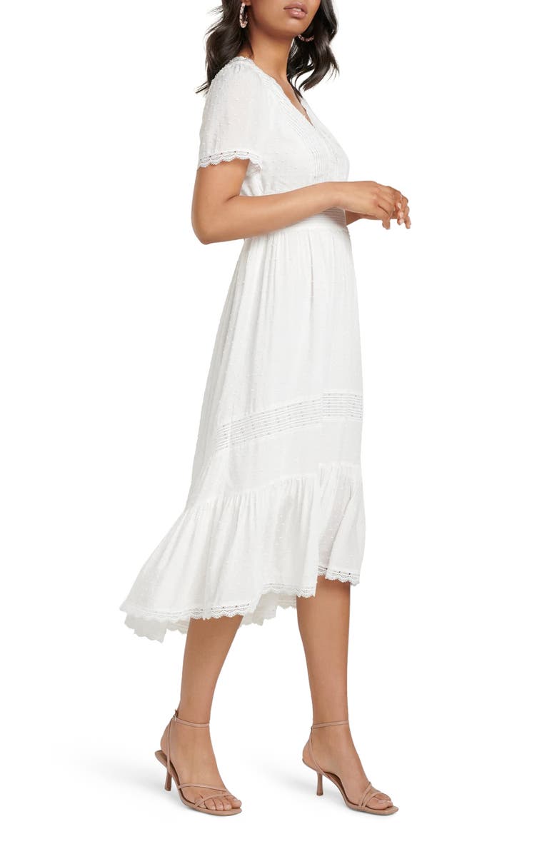 Ever New Margot Lace Trim Swiss Dot Midi Dress, Alternate, color,