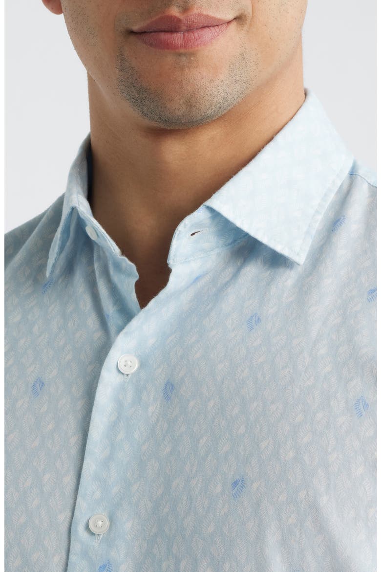Whitehaven Abstract Print Short Sleeve Cotton & Lyocell Button-Up Shirt, Alternate, color, STREAM BLUE