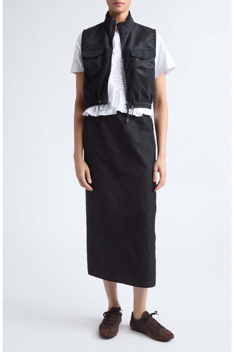 Uka Cotton Blend Matelassé Skirt, Alternate, color, BLACK
